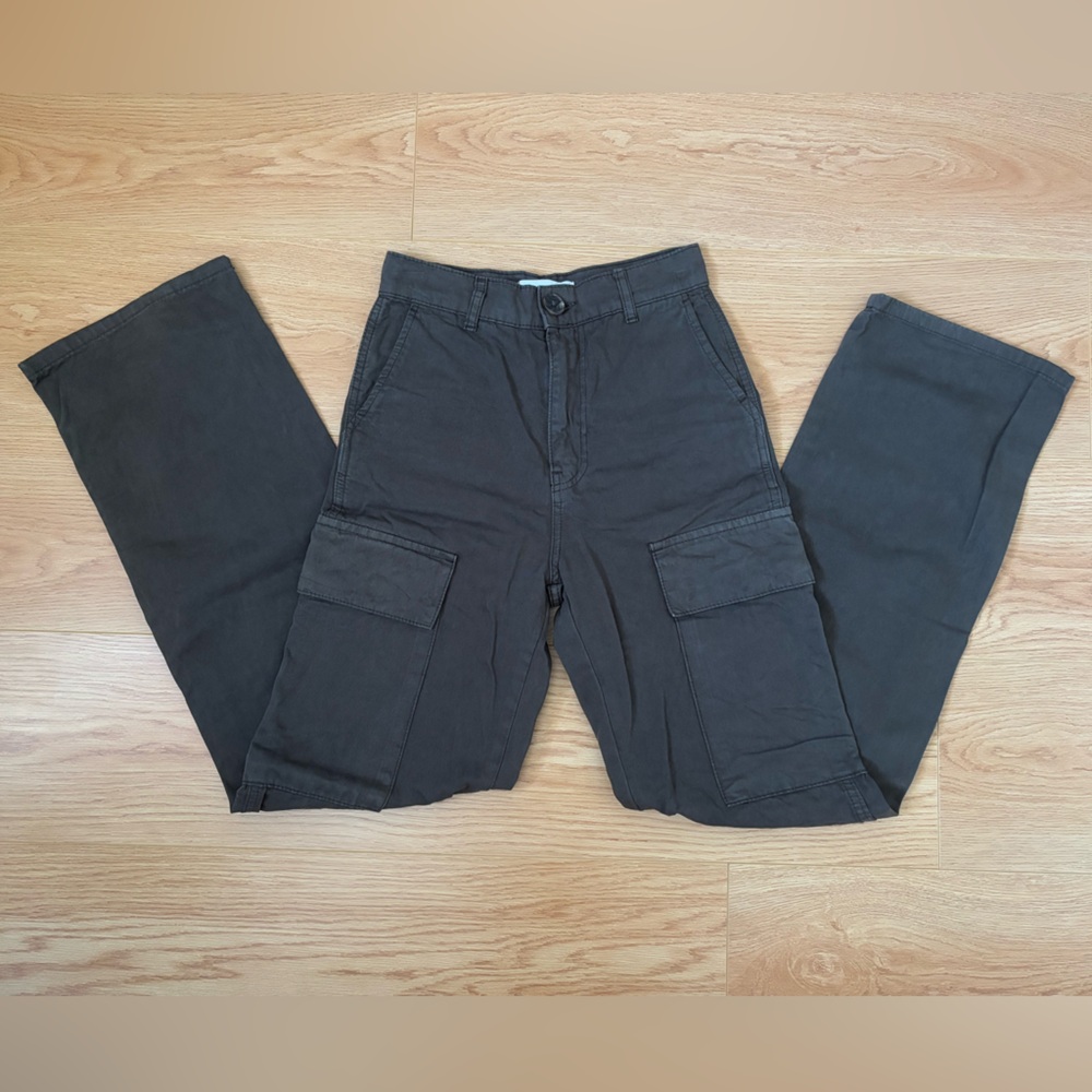 Zara Women's Dark Army Green Utility Cargo Pants